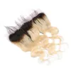 # 1B / 613 Blonde Ombre Péruvienne Base de Soie de Cheveux Humains Oreille à Oreille Dentelle Frontale Fermeture Vague de Corps Ombre Soie Top 13x4 Dentelle Frontaux