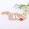 Nya sexiga kvinnliga tillbehör Guld Silverpläterade kristallsmycken Set Kiss Lipstick Big Letter Pendant Necklace Armband Earring Ring256m