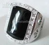 sterling silver crystal black jade Men's Rings SZ:8,9,10,