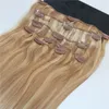 Human Hair Extensions Ombre Color Two Tone #18 Ash Blonde Piano #22 Medium Blonde Clip In Human Hair Extensions Highlights