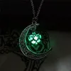 Moon Heart Necklace Noctilucence Glow in the Dark Essential Oil Diffuser Necklace Lockets Chains Pendant Jewlery for Women Girls