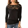 Women's T-Shirt Wholesale- Women Chiffon Shirt Lace Stitching Loose Solid Color Three Quarter Sleeve Tee Tops LJ7253E1
