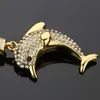 Hot Animal Pendant Necklace Hip Hop Cute Dolphins Crystal Rhinestone Long Chain Necklaces & Pendants Jewelry Men Women Gift