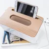 Groothandel-desktop plastic hout deksel dekking opslag tissue box lade papieren doos multifunctionele tissue box creatief