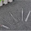 Whole- 5pcs Stainless Steel Nail Clipper Kit Sets Manicure Pedicure Scissor Tweezer Knife Ear pick Nail Care Set216S