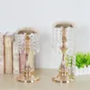 Metal delicate gold plated candle holder with crystals wedding table candelabra/centerpiece wind chimes type decoration candlestick