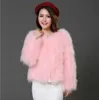Autumn Fashion Women Long Sleeve Sexy Ostrich Wool Coats Turkey Fur Wool Coat Feather Fur Short Jacket
