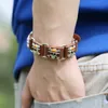 Vintage piraat schedel bedelarmband mannen casual lederen armband met metalen gesp coole punk sieraden 2 kleuren op voorraad