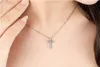 YHAMNI Luxury Original 925 Sterling Silver Cross Pendant Halsband Princess Luxury Diamond Halsband Pendant för damer och kvinnor N10