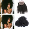 브라질의 Afro Kinky Curly 4 * 4 레이스 앞가림 (머리 묶음 4 개 세트) Lot Afro Curly Virgin Hair (레이스 클로저 포함) 무료 배송