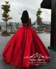Abito da ballo nero gotico Abiti da sposa 2020 Corsetto a cuore posteriore Tulle rosso Arabo Dubai Masquerade Vestido De Novia Abiti da sposa economici