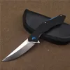 Couteaux à lame D2 KESIWO couteau pliant lune bleue couteau de survie tactique en plein air utilitaire outil à main de camping avec sac en cuir de qualité supérieure