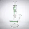 Bong in vetro Giunto da 12 pollici 14,4 mm Parte staccabile Inline Perc Base spessa Recyler Oil Rigs BLU VERDE Pipa ad acqua in vetro