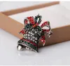 New Design Christmas Bells Brooch Vintage Alloy Crystal Rhinestone Brooch Christmas New Year Gifts Jewelry Brooches Pins DHL Free Shipping