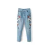 Wholesale- flor flor jeans bordados 2017 nova primavera jeans reta jeans denim calças casuais calcas jeans feminina bordadas