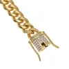 14 мм мужские кубинские Miami Link ожерелье из нержавеющей стали горный хрусталь застежкой со льдом из золотом серебряный хип-хоп цепь ожерелье