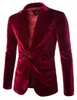Herenpakken Blazers Groothandel - Mens Bourgondië Velvet Blazer Traje Hombre Paars Zwart Corduroy Jacket voor Mannen Casual Fashion One Button Coa