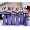 South African Off Shoulder Bridesmaid Dresses 2018 Lace Appliques Mörk Lavendel Maid of Honor Gowns Bröllop Guest Formal Party Dress