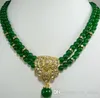 Nouveau collier pendentif émeraude vert charmant 2Row8mm 18-19 ''