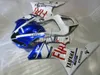 Gratis Customize Body Parts Fairing Kit voor Yamaha YZFR1 2000 2001 Wit Blue Backings Set YZF R1 00 01 IT34