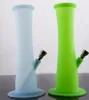 Bangs de narguilé en silicone colorés de 9 pouces avec tuyau d'eau en silicone à tige inférieure en métal par boîte individuelle accessoires pour fumer pour la cire de tabac