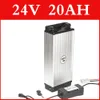 24V 20AH Batterie au lithium Aluminium ALLIAGE Rack arrière Batterie de vélo électrique 29.4 V Batterie au lithium Ion + Chargeur + BMS