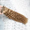 Brazilian Virgin Hair Honey Blonde Weave kinky curly Bundles 100g 1pcs human hair bundles blonde brazilian hair double weft