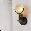 Gaslight Lens Vintage Cam Duvar Lambası Aplik Modern Işık Metal Vintage Ampul Temizle Şerit Nervürlü Cam Gölge Restoran Cafe Hotel Aydınlatma