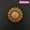 100st/Lot Flat Back Sunflower Flower Brosches Yellow Rhinestone Crystal Flower Pin Brosch för bröllopsbukett