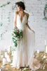 2020 Simple Sexy Plunging V Neck Straps Spaghetti Sheath Chiffon Wedding Dresses Backless Long Cheap Bridal Gowns Summer Beach Wed227A