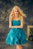 Real Blue Short Homecoming Dresses Sweetheart Sleeveless Pleats Ruffles Crystal Beaded Organza Cheap Formal Cocktail Party Dresses2582679