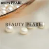 Toptan 30 adet Düğme Beyaz Tatlı su incileri Gevşek Boncuk Kültürlü Pearl Düz Geri Yarım Drilled Cabochons 9-10mm