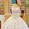 Luxurious Real Pictures Ball Gown Wedding Dresses 2017 Glitz Lace Appliques Princess Wedding Gowns Off the Shoulder Bridal Gowns