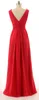 Arabski Afryki Czerwone Długie Druhna Suknie Bez Rękawów Plus Size Szyfonowa A-Line Party Dress V-Neck Piękne sukienki druhny