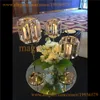 Zestaw 3 Gold Sparkle Taster Crystal Candle Holder Stand Candle Starepieces Ślubne