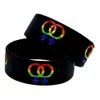 50PCS Pride Girl Gender Logo Silicone Rubber Bracelet 1 Inch Wide Adult Size Black for Gay