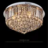 LED Crystal Plafond Licht Ronde E14 Kroonluchter Montage Lamp K9 Crystal Silver Chrome Plafond Hanglamp voor Woonkamer