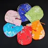 Cotton filled Thicken Silk Brocade Small Pouch Drawstring Travel Jewelry Storage Bag Vintage Crafts Trinket Gift Packaging Bags 50pcs/lot
