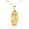 Bóg Święta Matka Dziewica Maryja Charm Wisiant Żółty Złoty Kolor z 24 -Quot Cuban Curb Chain Naszyjnik dla mężczyzn i kobiet5325907