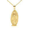 God Holy Mother Virgin Mary Charm Pendant Yellow Gold Color with 24quot Cuban Curb Chain Necklace For Men and Women4987353