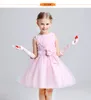 Baby Girl Dresses Birthday Evening Party Princess Flowers Bow Tie Lace Kids Clothes Summer Sleeveless Ball Gown Girls Dress