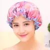 Vente en gros - Haute qualité double couche imperméable bonnet de douche imprimé papillon élastique séchage cheveux shampooing douche bonnet de bain chapeau