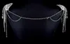 Mode Silver Crystal Rhinestone Shoulder Body Chain Halsband Smycken Bröllop Bridal Prom Dress Accessoarer Diamond Flower Wrap Collar