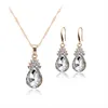 Crystal Diamond Water Drop Necklace Earrings jewelry Sets Gold Chain Necklaces for Women Fashion Wedding Gift will and sandy