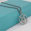 Zilver/Goud 316L Roestvrij staal pentagram satanisch symbool Satan aanbidding Hanger Box Ketting Mannen Vrouwen Sieraden