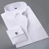 Atacado- 2020 Novo Botão Francês Botão de Botão Vestido Camisas Clássicas de Manga Comprida Formal Negócio Forma Camisas Camisa Masculina Cufflinks