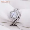 Newshe 1 9 Ct 2 Pcs Solid 925 Sterling Silver Wedding Ring Sets Engagement Band Fashion Jewelry For Women JR4844 wzw1913