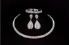 Sälj Bride Classic Rhinestone Crystal Choker Halsbandörhängen och armband Bröllopsmycken Set Wedding Accessories Bridal9176694