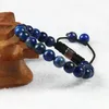 Wholesale Shambhala Bracelets 8mm Natural Tiger Eye, Lapis Lazuli, Light Green And Blue Aventurine Stone Beads With Silver Square Bracelet