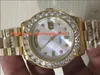 Relógios de luxo de Alta Qualidade dos homens 36mm 18 K Ouro Branco MOP Diamond Dial Bezel 2Y Automático Mens Watch relógio de Pulso